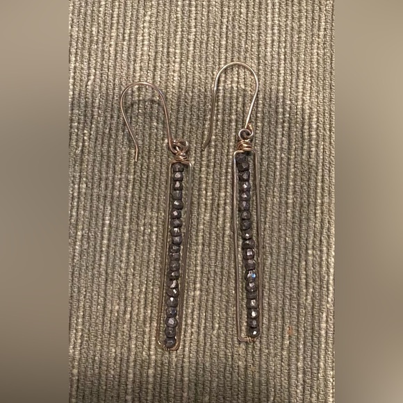 Roost Hematite and brass drop earrings - Picture 2 of 2